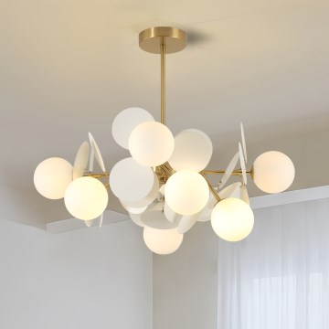Brilagi - BALMO rúdfüggeszték 8xG9/9W/230V, Ø 60 cm, arany/fehér