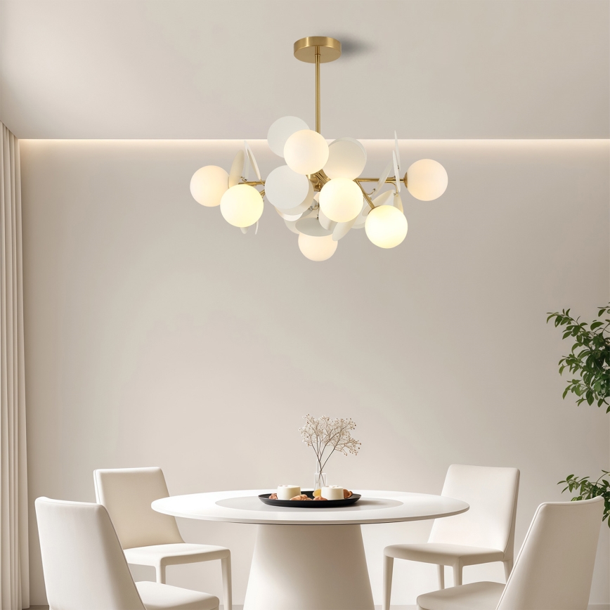 Brilagi - BALMO rúdfüggeszték 8xG9/9W/230V, Ø 60 cm, arany/fehér
