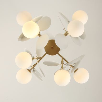 Brilagi - BALMO rúdfüggeszték 8xG9/9W/230V, Ø 60 cm, arany/fehér