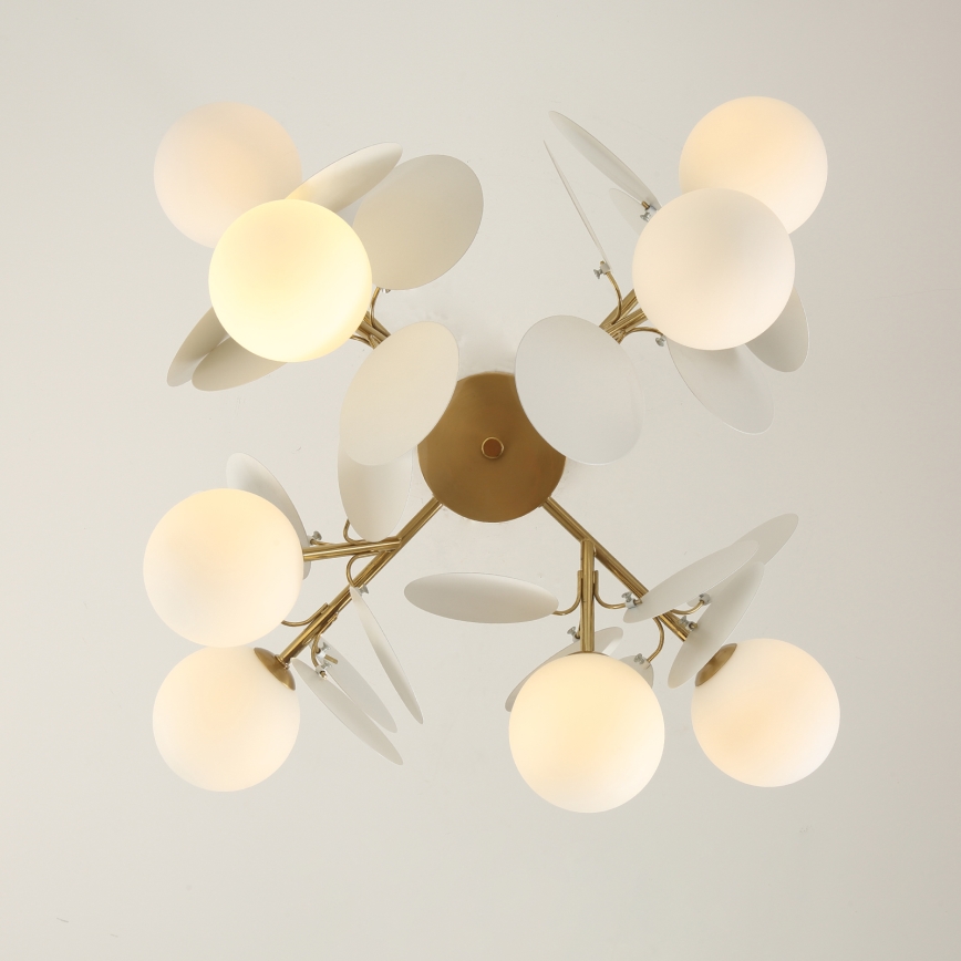 Brilagi - BALMO rúdfüggeszték 8xG9/9W/230V, Ø 60 cm, arany/fehér