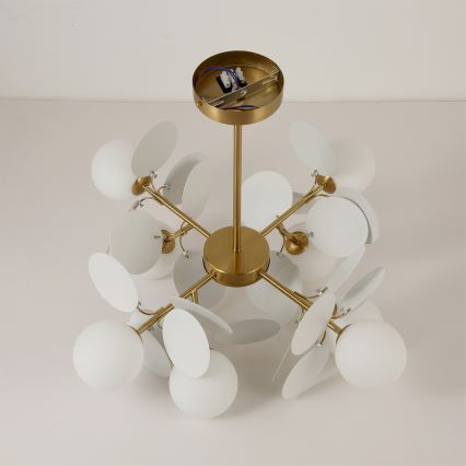 Brilagi - BALMO rúdfüggeszték 8xG9/9W/230V, Ø 60 cm, arany/fehér