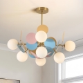 Brilagi - BALMO rúdon függesztett csillár 8xG9/9W/230V, átm. 60 cm, arany/kék/rózsaszín
