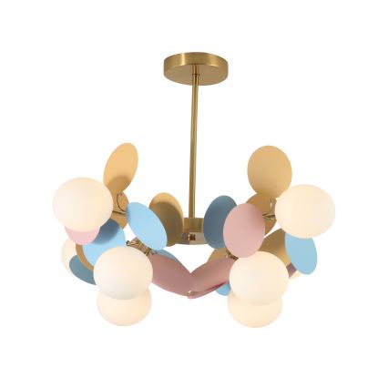 Brilagi - BALMO rúdon függesztett csillár 8xG9/9W/230V, átm. 60 cm, arany/kék/rózsaszín