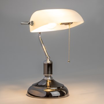 Brilagi - BANK OFFICE asztali lámpa 1xE27/60W/230V fekete/ezüst/fehér