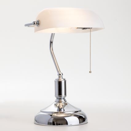 Brilagi - Asztali lámpa BANK OFFICE 1xE27/60W/230V fényes króm/fehér
