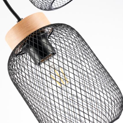 Brilagi - BASKLITE kábeles függeszték 3xE27/15W/230V fa/fekete
