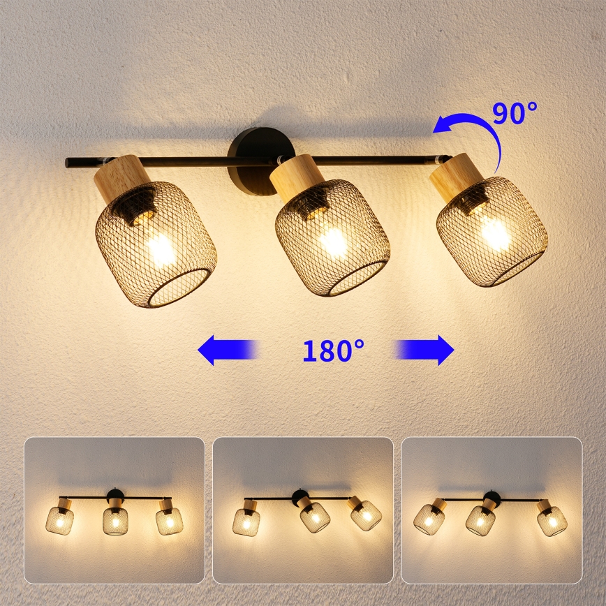 Brilagi - BASKLITE spotlámpa 3xE27/15W/230V fa/fekete