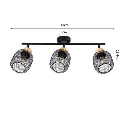 Brilagi - BASKLITE spotlámpa 3xE27/15W/230V fa/fekete