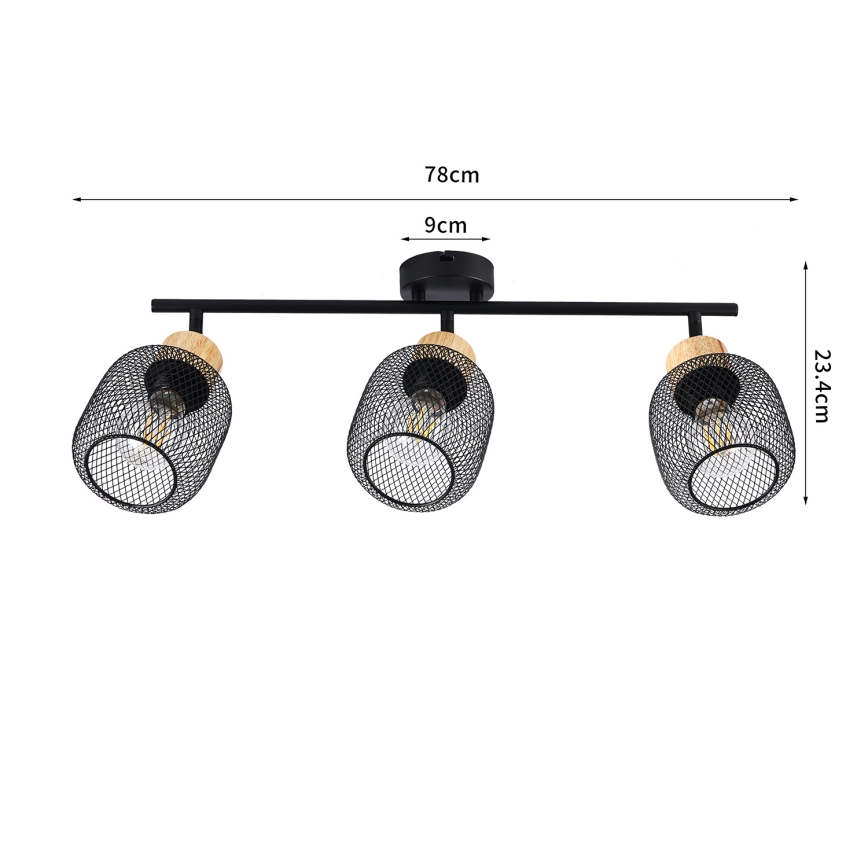 Brilagi - BASKLITE spotlámpa 3xE27/15W/230V fa/fekete