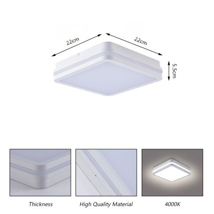 Brilagi - BENE kültéri LED lámpatest 18W/230V 22x22 cm fehér IP54