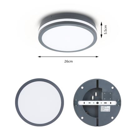 Brilagi - LED kültéri lámpatest érzékelővel BENE LED/24W/230V Ø 26 cm antracit IP54