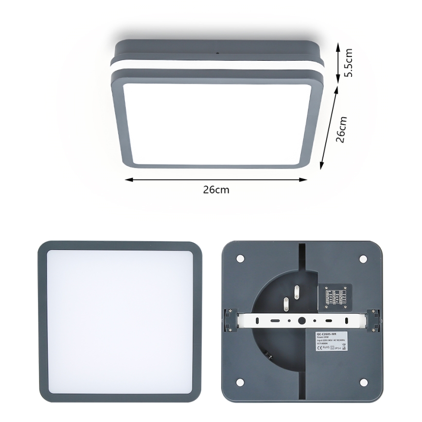 Brilagi - LED kültéri mozgásérzékelős lámpa BENE LED/24W/230V 26x26 cm antracit IP54