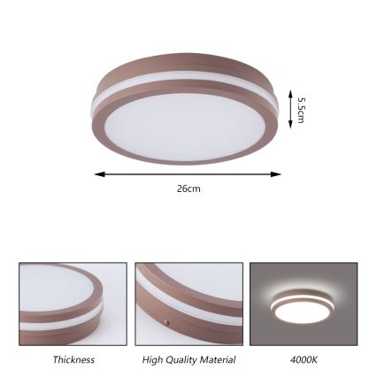 Brilagi - BENE LED kültéri mennyezeti lámpatest LED/24W/230V átm. 26 cm barna IP54