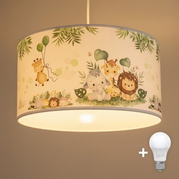 Brilagi - BOBO LED gyerekszoba csillár zsinóron 1xE27/60W/230V átm. 35 cm fehér/dzsungel