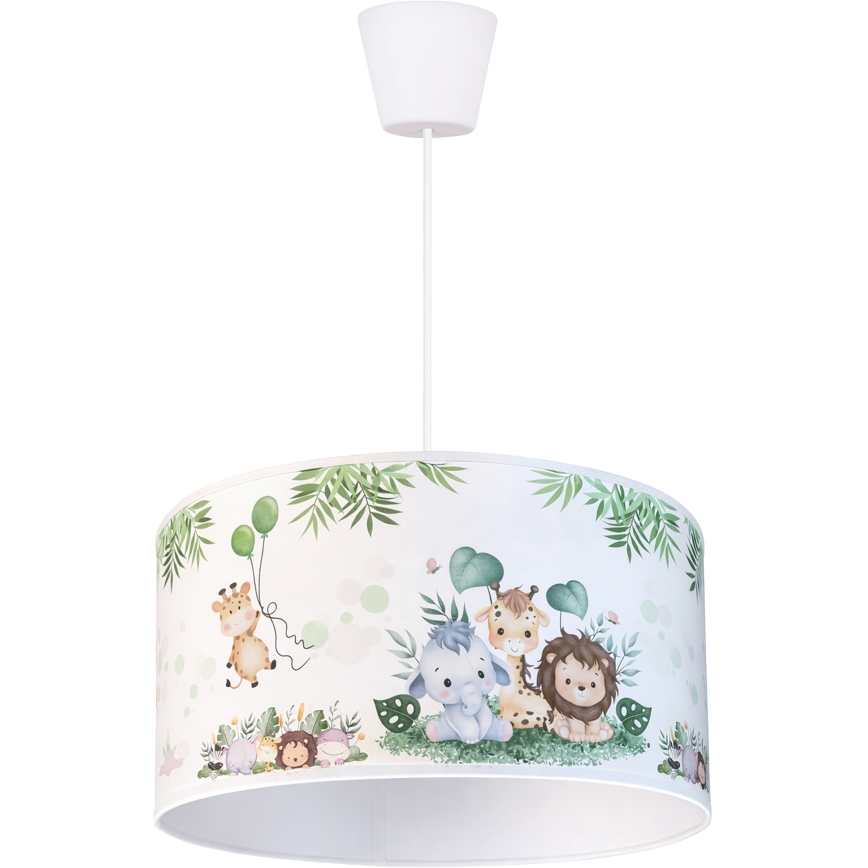 Brilagi - BOBO LED gyerekszoba csillár zsinóron 1xE27/60W/230V átm. 35 cm fehér/dzsungel