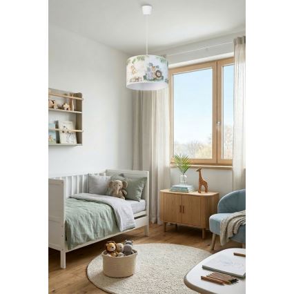 Brilagi - BOBO LED gyerekszoba csillár zsinóron 1xE27/60W/230V átm. 35 cm fehér/dzsungel