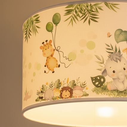 Brilagi - BOBO LED gyerekszoba csillár zsinóron 1xE27/60W/230V átm. 35 cm fehér/dzsungel