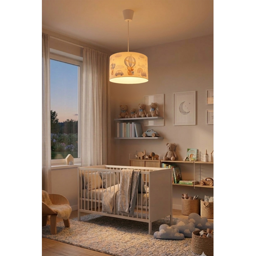 Brilagi - BOBO LED gyerekszoba csillár zsinóron, 1xE27/60W/230V, átm. 35 cm, kék/mackók