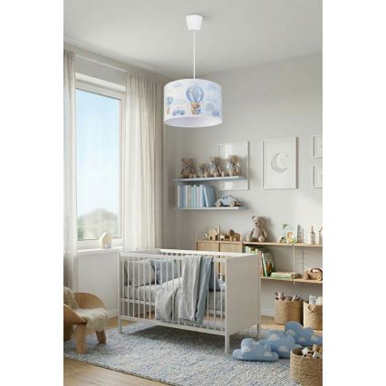 Brilagi - BOBO LED gyerekszoba csillár zsinóron, 1xE27/60W/230V, átm. 35 cm, kék/mackók