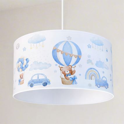 Brilagi - BOBO LED gyerekszoba csillár zsinóron, 1xE27/60W/230V, átm. 35 cm, kék/mackók