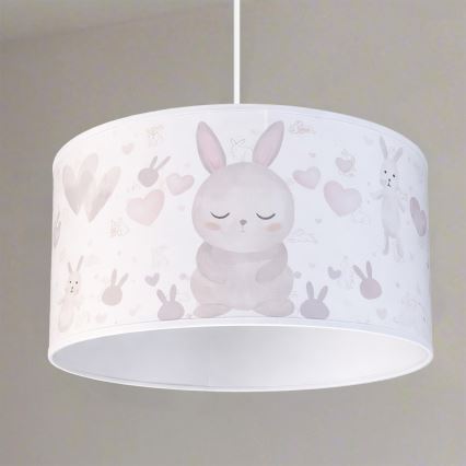 Brilagi - BOBO LED gyermek függeszték zsinóron, 1x E27/10W/230V, átmérő 35 cm, fehér, nyuszikkal