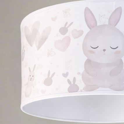 Brilagi - BOBO LED gyermek függeszték zsinóron, 1x E27/10W/230V, átmérő 35 cm, fehér, nyuszikkal