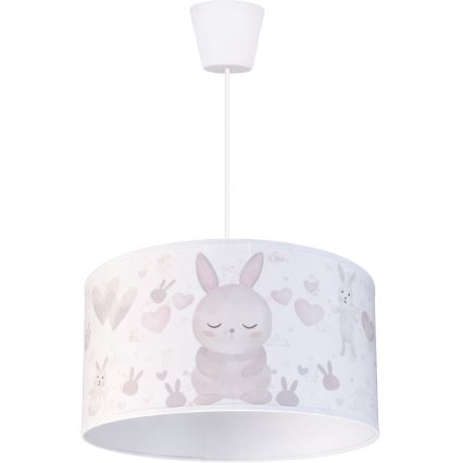 Brilagi - BOBO LED gyermek függeszték zsinóron, 1x E27/60W/230V, átmérő 35 cm, fehér, nyuszikkal