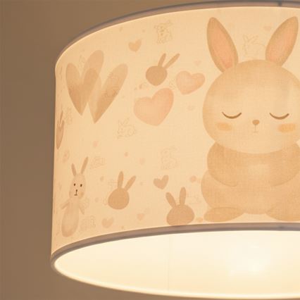 Brilagi - BOBO LED gyermek függeszték zsinóron, 1x E27/60W/230V, átmérő 35 cm, fehér, nyuszikkal