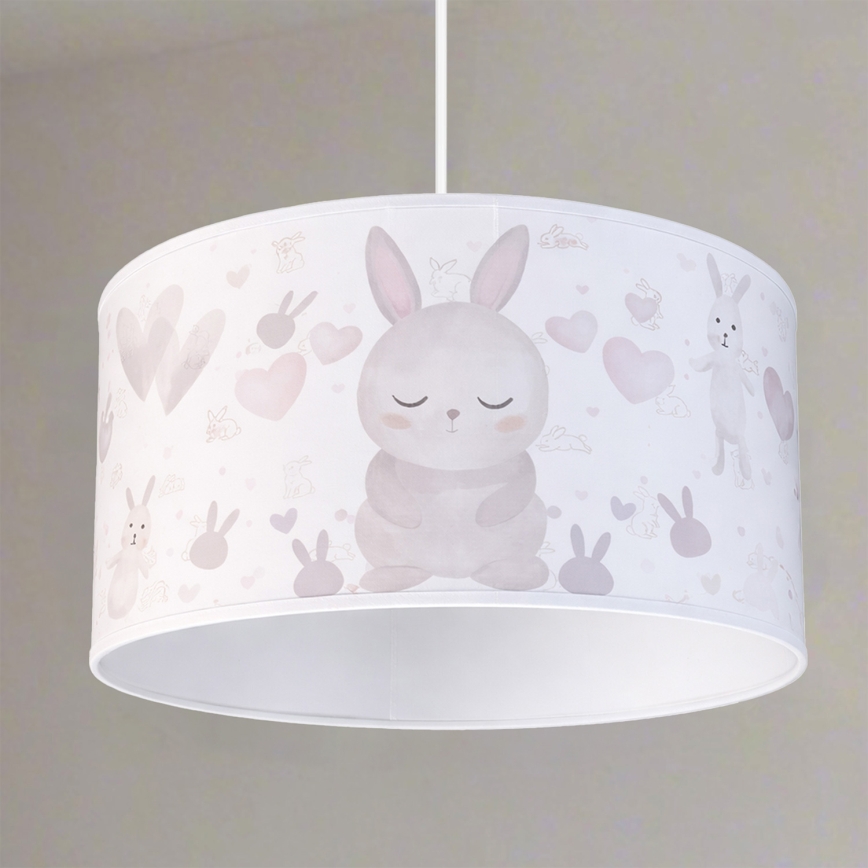 Brilagi - BOBO LED gyermek függeszték zsinóron, 1x E27/60W/230V, átmérő 35 cm, fehér, nyuszikkal