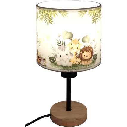Brilagi - BOBO WOOD gyermek asztali lámpa 1xE27/25W/230V tölgy/fekete/fehér/zöld/dzsungel