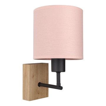 Brilagi - BOBO WOOD gyerek fali lámpa 1xE27/25W/230V tölgy/fekete/rózsaszín