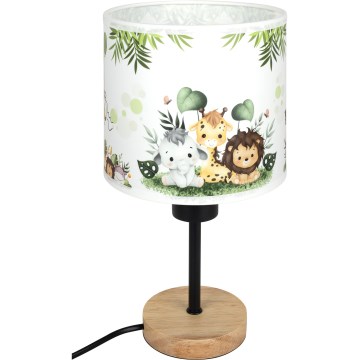 Brilagi - BOBO WOOD gyermek asztali lámpa 1xE27/25W/230V tölgy/fekete/fehér/zöld/dzsungel
