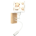 Brilagi - BOBO WOOD LED gyermekeknek hajlítható fali lámpa 1xE27/25W/230V + LED/3W tölgy/fehér/mackós
