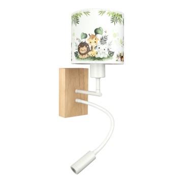 Brilagi - BOBO WOOD LED rugalmas gyermek fali lámpa 1xE27/25W/230V + LED/3W tölgy/fehér/zöld/dzsungel