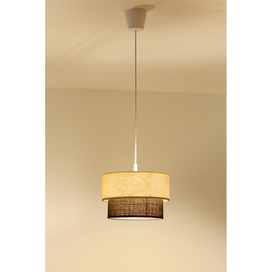 Brilagi - BOHO stílusú LED függeszték kábellel, 1xE27/15W/230V, átmérő 25 cm, krémszínű/barna