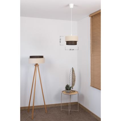 Brilagi - BOHO stílusú LED függeszték kábellel, 1xE27/15W/230V, átmérő 25 cm, krémszínű/barna