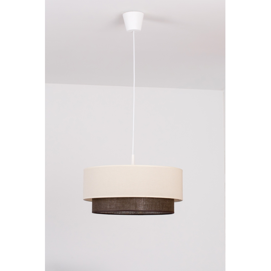 Brilagi - BOHO stílusú LED függőlámpa zsinóron 1xE27/15W/230V átm. 40 cm krémszínű/barna