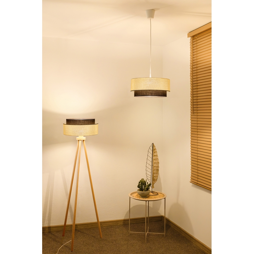 Brilagi - BOHO stílusú LED függőlámpa zsinóron 1xE27/15W/230V átm. 40 cm krémszínű/barna