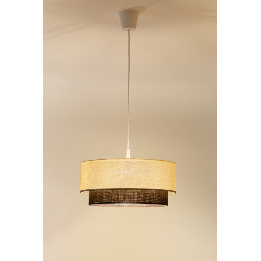 Brilagi - BOHO stílusú LED függőlámpa zsinóron 1xE27/15W/230V átm. 40 cm krémszínű/barna