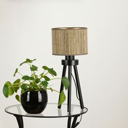 Brilagi - Asztali lámpa BOSTON ROLLER 1xE27/15W/230V barna szalma/arany