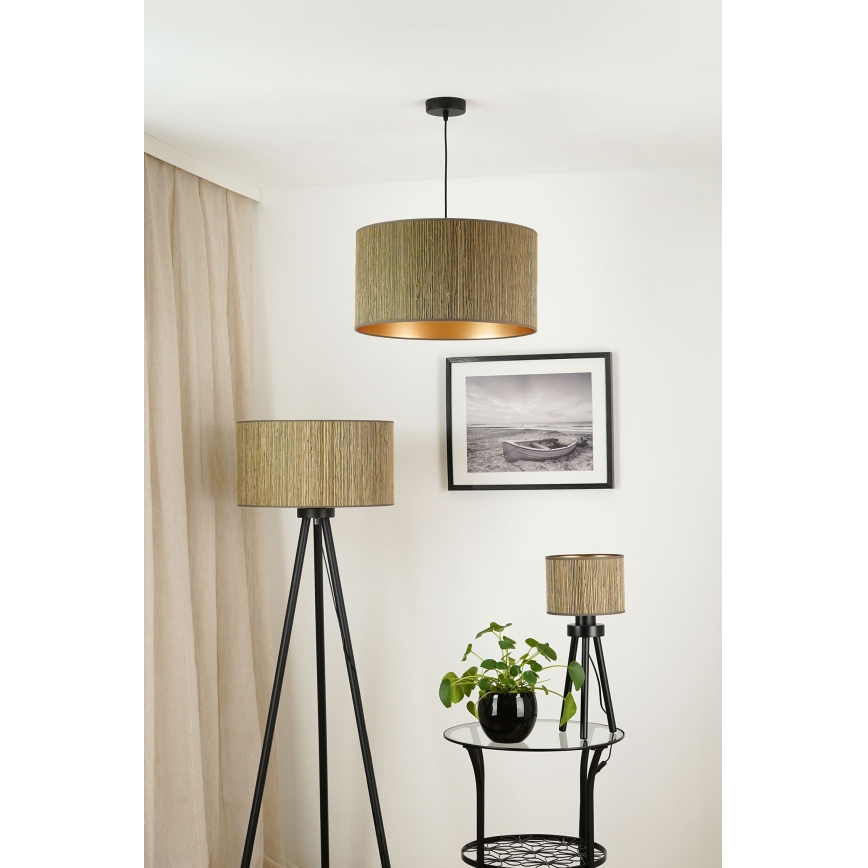 Brilagi - Asztali lámpa BOSTON ROLLER 1xE27/15W/230V barna szalma/arany