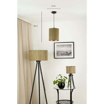 Brilagi - Mennyezeti lámpa kábelre BOSTON ROLLER 1xE27/15W/230V átm. 21 cm barna arany szalma