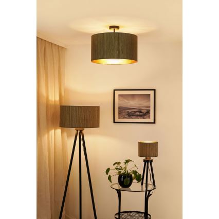 Brilagi - Mennyezeti lámpa BOSTON ROLLER 1xE27/15W/230V átm. 45 cm barna/arany szalma