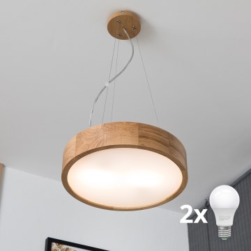 Brilagi - CARVALHO LED függeszték kábellel, 2xE27/30W/230V, tölgy, átm. 37 cm