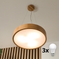 Brilagi - CARVALHO LED kábelre függesztett csillár, 3x E27/15W/230V, tölgy, átmérő 47,5 cm