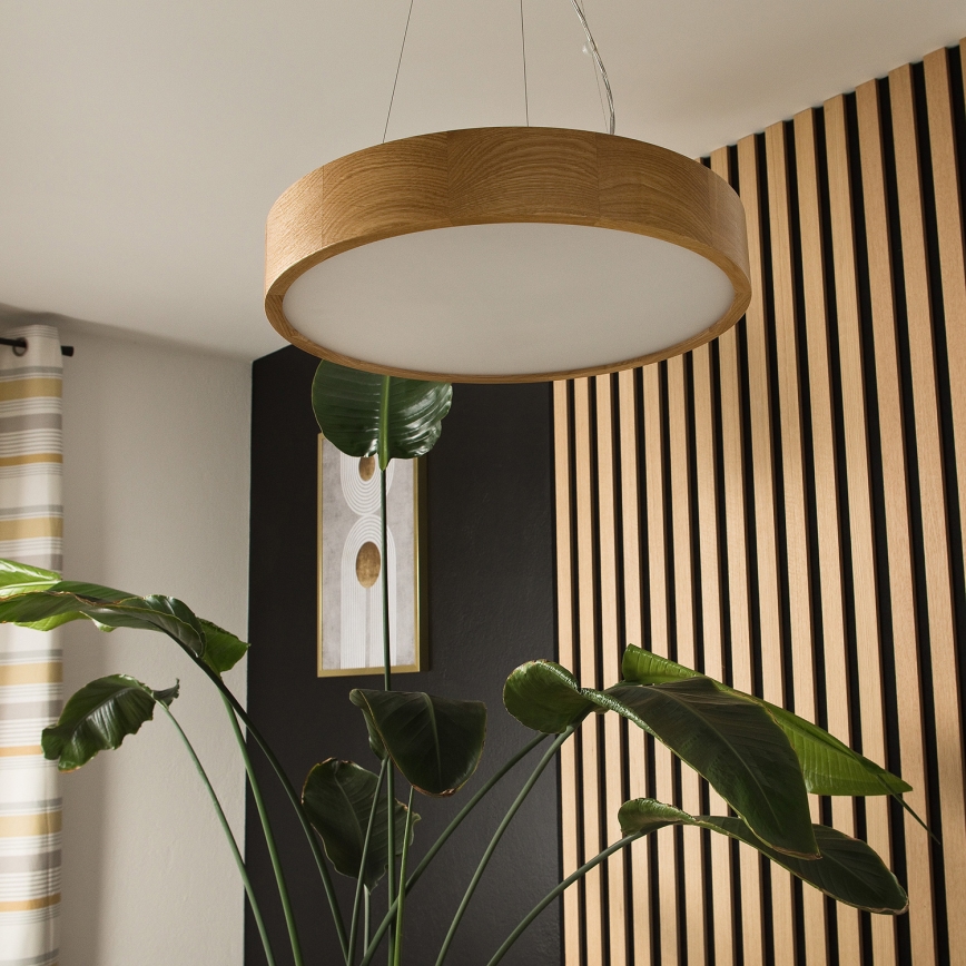 Brilagi - CARVALHO LED kábelre függesztett csillár, 3x E27/15W/230V, tölgy, átmérő 47,5 cm