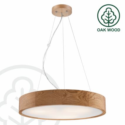 Brilagi - CARVALHO LED kábelre függesztett csillár, 3x E27/15W/230V, tölgy, átmérő 47,5 cm