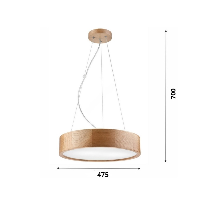 Brilagi - CARVALHO LED kábelre függesztett csillár, 3x E27/15W/230V, tölgy, átmérő 47,5 cm