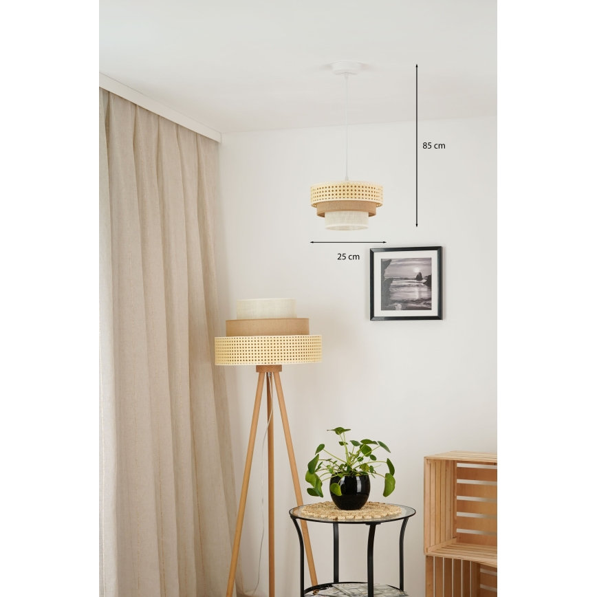 Brilagi - Mennyezeti lámpa zsinóron CEDAR LUNETA 1xE27/15W/230V átm. 25 cm rattan/barna/krém