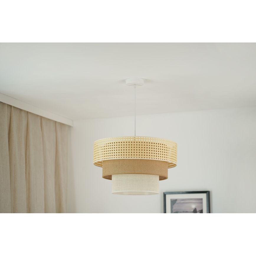 Brilagi - Mennyezeti lámpa zsinóron CEDAR LUNETA 1xE27/15W/230V átm. 45 cm rattan/barna/krém
